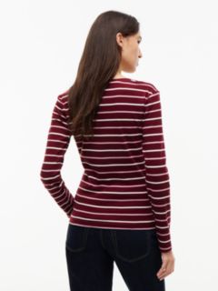 Long-Sleeve Striped Favorite T-Shirt — Burgundy Multi 4
