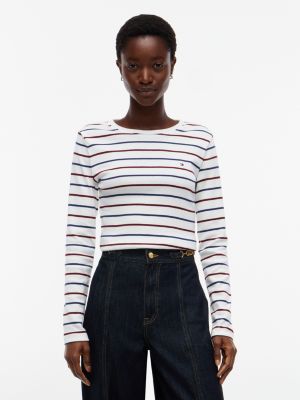 Long-Sleeve Striped Favorite T-Shirt, Ecru Multi