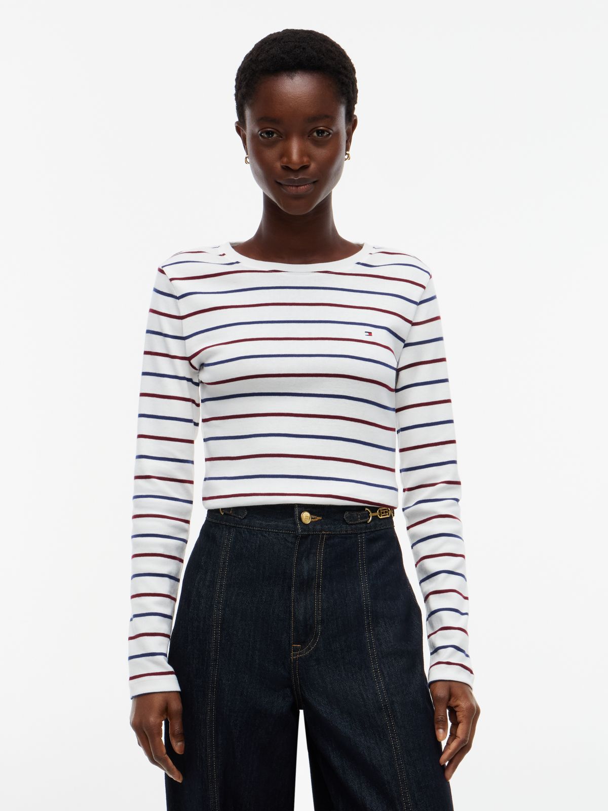 Long-Sleeve Striped Favorite T-Shirt — Ecru Multi