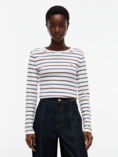 Long-Sleeve Striped Favorite T-Shirt — Ecru Multi 1