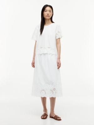 Tommy Hilfiger Embroidered Eyelet Poplin Midi Skirt — фото 2