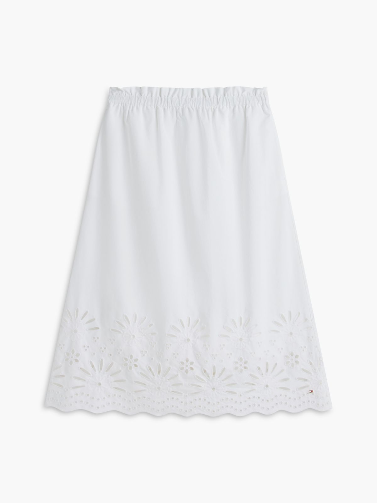 Embroidered Eyelet Poplin Midi Skirt — Optic White