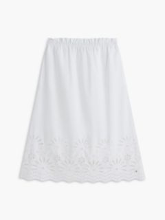 Embroidered Eyelet Poplin Midi Skirt — Optic White 5