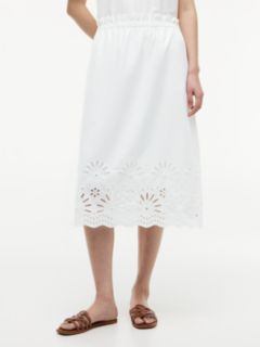 Embroidered Eyelet Poplin Midi Skirt — Optic White 2