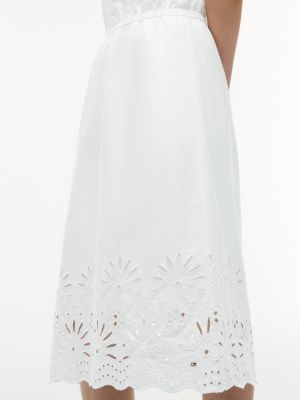 Tommy Hilfiger Embroidered Eyelet Poplin Midi Skirt — фото 3
