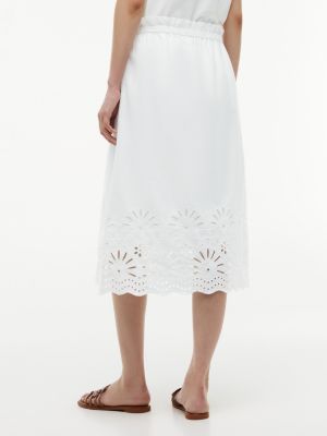 Tommy Hilfiger Embroidered Eyelet Poplin Midi Skirt — фото 4