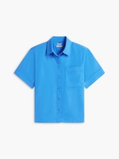 Short-Sleeve Linen-Blend Shirt — Siren Blue 5