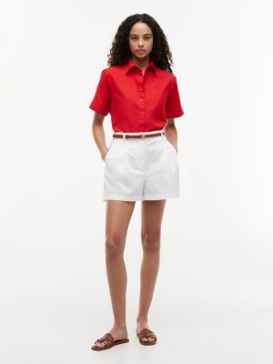 Женские рубашки Tommy Hilfiger Short-Sleeve Linen-Blend Shirt — фото 2