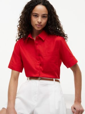 Женские рубашки Tommy Hilfiger Short-Sleeve Linen-Blend Shirt — фото 3
