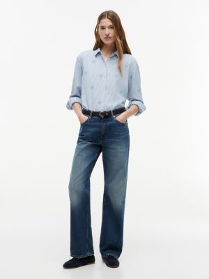 Женские рубашки Tommy Hilfiger Allover Monogram Linen-Blend Shirt — фото 2