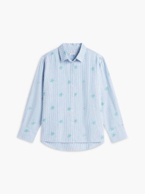 Женские рубашки Tommy Hilfiger Allover Monogram Linen-Blend Shirt — фото 5