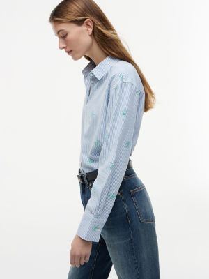 Женские рубашки Tommy Hilfiger Allover Monogram Linen-Blend Shirt — фото 3