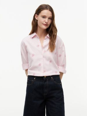 Allover Monogram Linen-Blend Shirt, Rose Petal