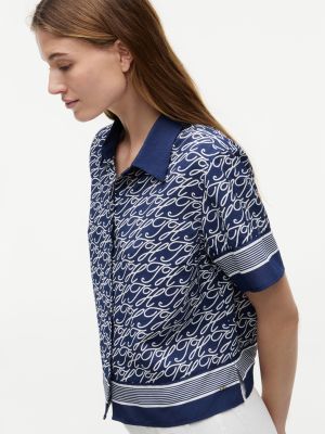 Женские рубашки Tommy Hilfiger Allover Script Monogram Voile Shirt — фото 3