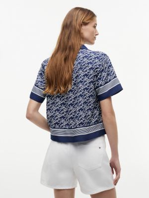 Женские рубашки Tommy Hilfiger Allover Script Monogram Voile Shirt — фото 4