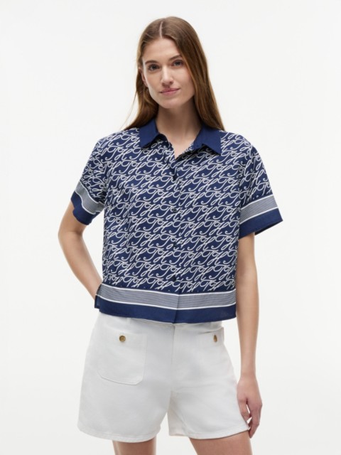 Женские рубашки Tommy Hilfiger Allover Script Monogram Voile Shirt