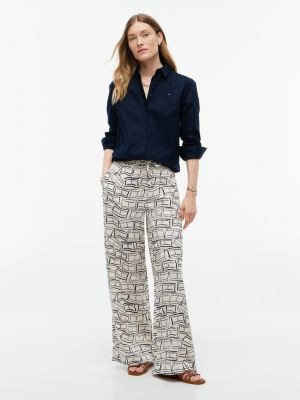 Женские брюки Tommy Hilfiger Allover Flag Linen-Blend Pull-On Pant — фото 2
