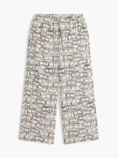 Allover Flag Linen-Blend Pull-On Pant — Calico 5