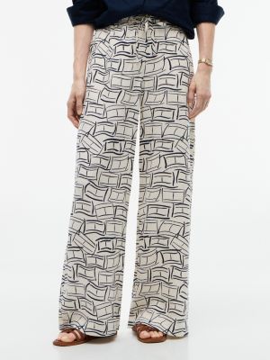 Allover Flag Linen-Blend Pull-On Pant, Calico