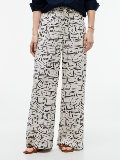 Женские брюки Tommy Hilfiger Allover Flag Linen-Blend Pull-On Pant