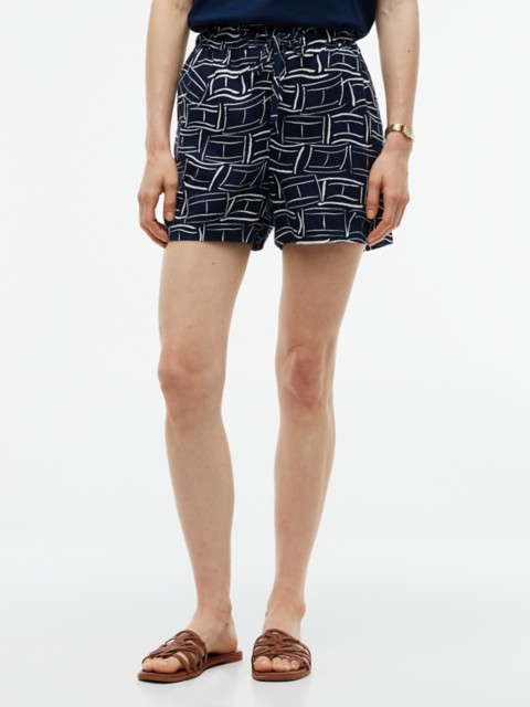 Женские брюки Tommy Hilfiger Allover Flag Linen-Blend Pull-On Short