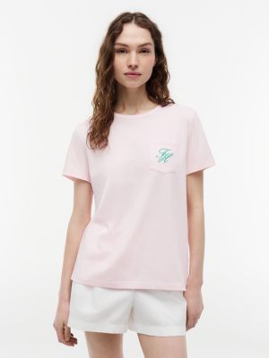 Script Monogram Pocket T-Shirt, Pink Lily