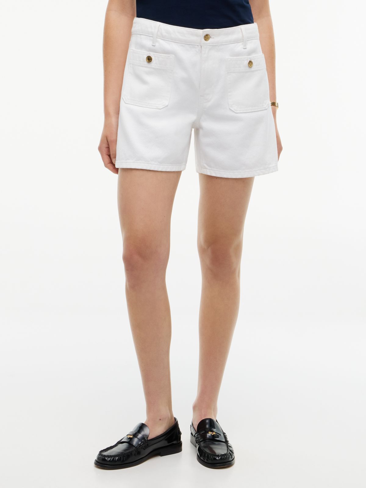 Patch Pocket 5" Denim Short — White