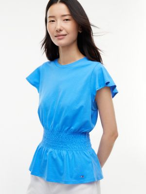 Женские футболки Tommy Hilfiger Flutter-Sleeve Shirred T-Shirt — фото 3