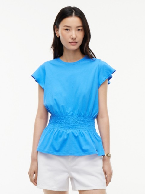 Женские футболки Tommy Hilfiger Flutter-Sleeve Shirred T-Shirt