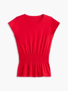 Flutter-Sleeve Shirred T-Shirt — Primary Red 5