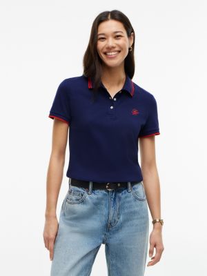 Script Monogram Tipped Polo, Preppy Navy