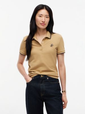 Script Monogram Tipped Polo, Classic Khaki