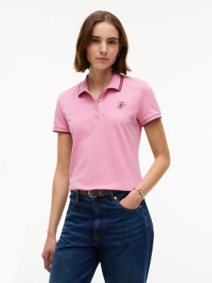 Script Monogram Tipped Polo, Mystic Pink
