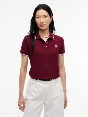 Script Monogram Tipped Polo, Burgundy
