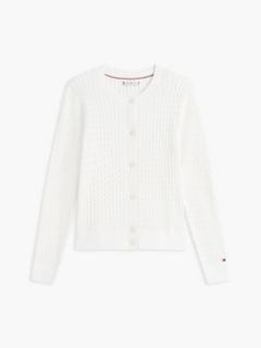 Cable Knit Crewneck Cardigan — Ivory Silk 5
