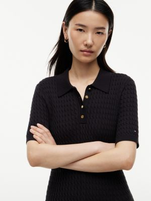 Женские платья Tommy Hilfiger Short-Sleeve Cable Knit Polo Mini Dress — фото 3
