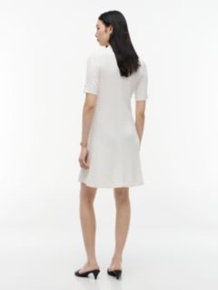 Short-Sleeve Cable Knit Polo Mini Dress — Ivory Silk 4