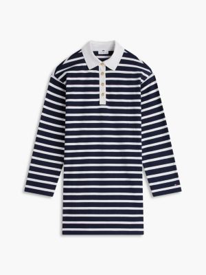 Женское платье Tommy Hilfiger Gold-Button Striped Rugby Mini, цвет: Тёмно-синий — фото 5