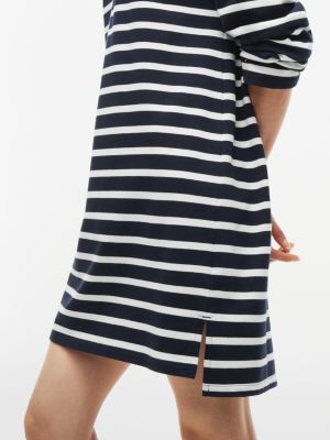 Женское платье Tommy Hilfiger Gold-Button Striped Rugby Mini, цвет: Тёмно-синий — фото 3
