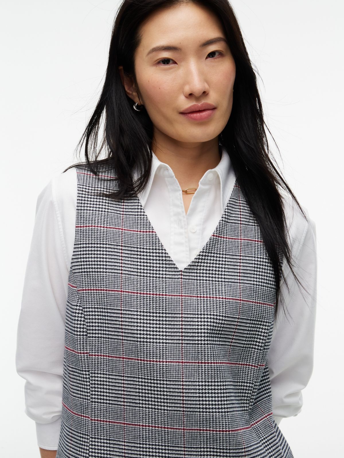 Glen Plaid Sleeveless Mini Dress — Navy Blue