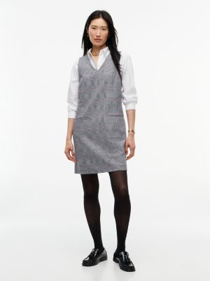 Glen Plaid Sleeveless Mini Dress, Navy Blue