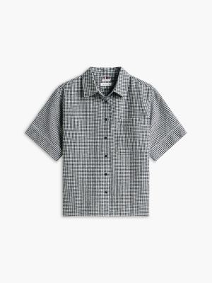 Женские рубашки Tommy Hilfiger Gingham Linen-Blend Shirt — фото 5