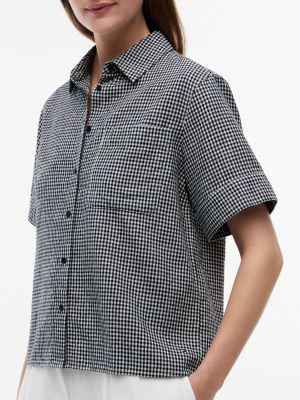 Женские рубашки Tommy Hilfiger Gingham Linen-Blend Shirt — фото 3