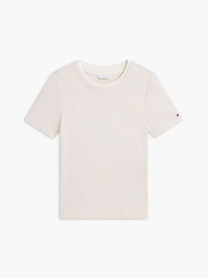 Женские футболки Tommy Hilfiger Ribbed Contrast-Collar T-Shirt — фото 5