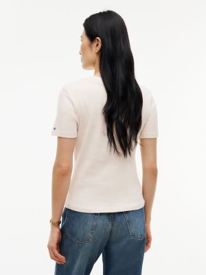 Женские футболки Tommy Hilfiger Ribbed Contrast-Collar T-Shirt — фото 4