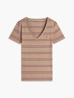 Striped V-Neck Favorite T-Shirt — Dark Beige 5