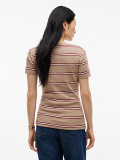 Striped V-Neck Favorite T-Shirt — Dark Beige 4