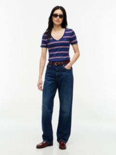 Striped V-Neck Favorite T-Shirt — Preppy Navy 2