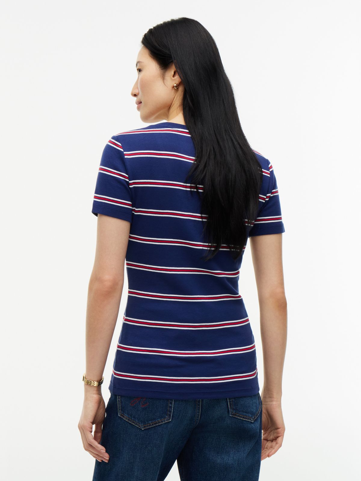 Striped V-Neck Favorite T-Shirt — Preppy Navy