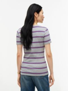 Striped V-Neck Favorite T-Shirt — Grey Heather 4